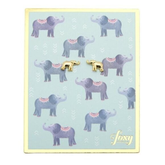 Foxy Originals - Adorable Dainty Elephant Earrings 14k gold plated - Picture 2 of 7